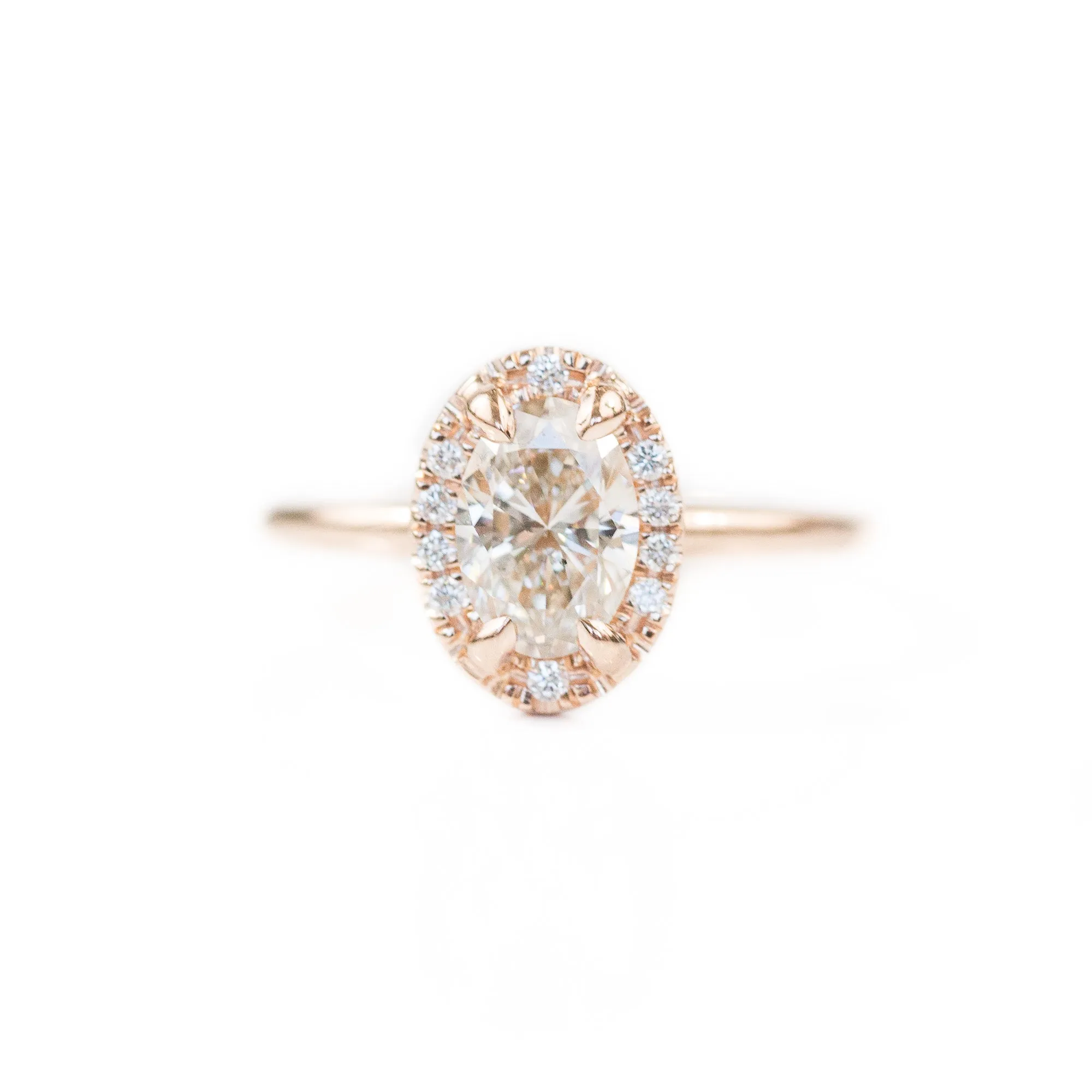 1.01ct Oval Champagne Diamond in Halo 18k Rose Gold Setting