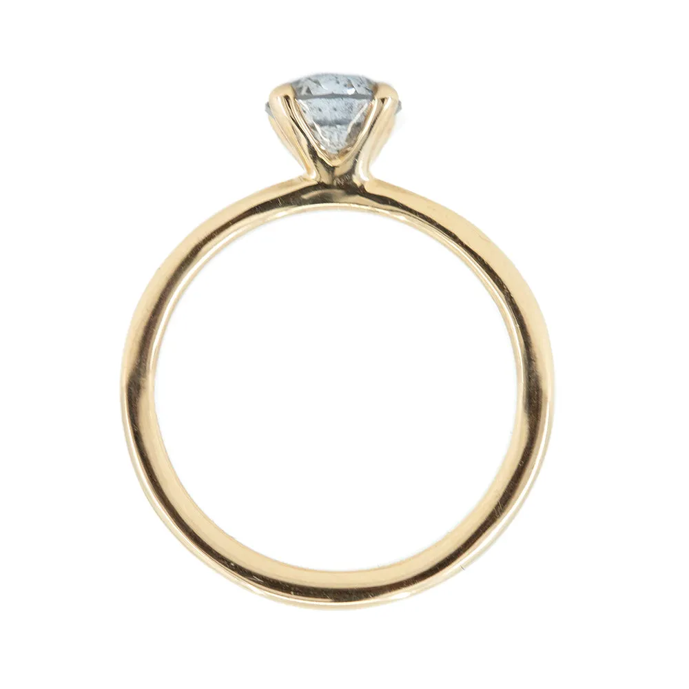 1.09ct Round Salt and Pepper Diamond Solitaire in 14k Yellow Gold