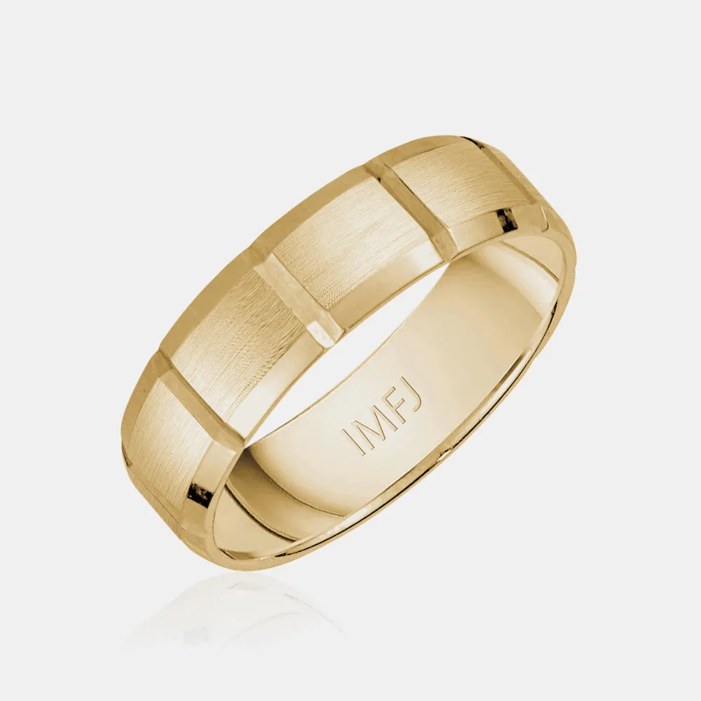 10K Brushed Flat Beveled Wedding Band