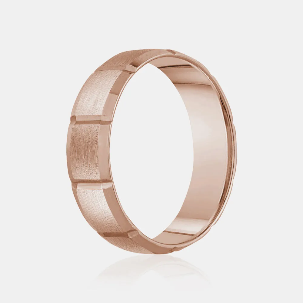 10K Brushed Flat Beveled Wedding Band