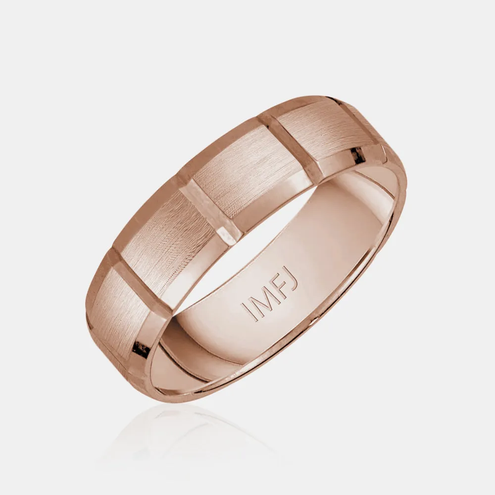 10K Brushed Flat Beveled Wedding Band