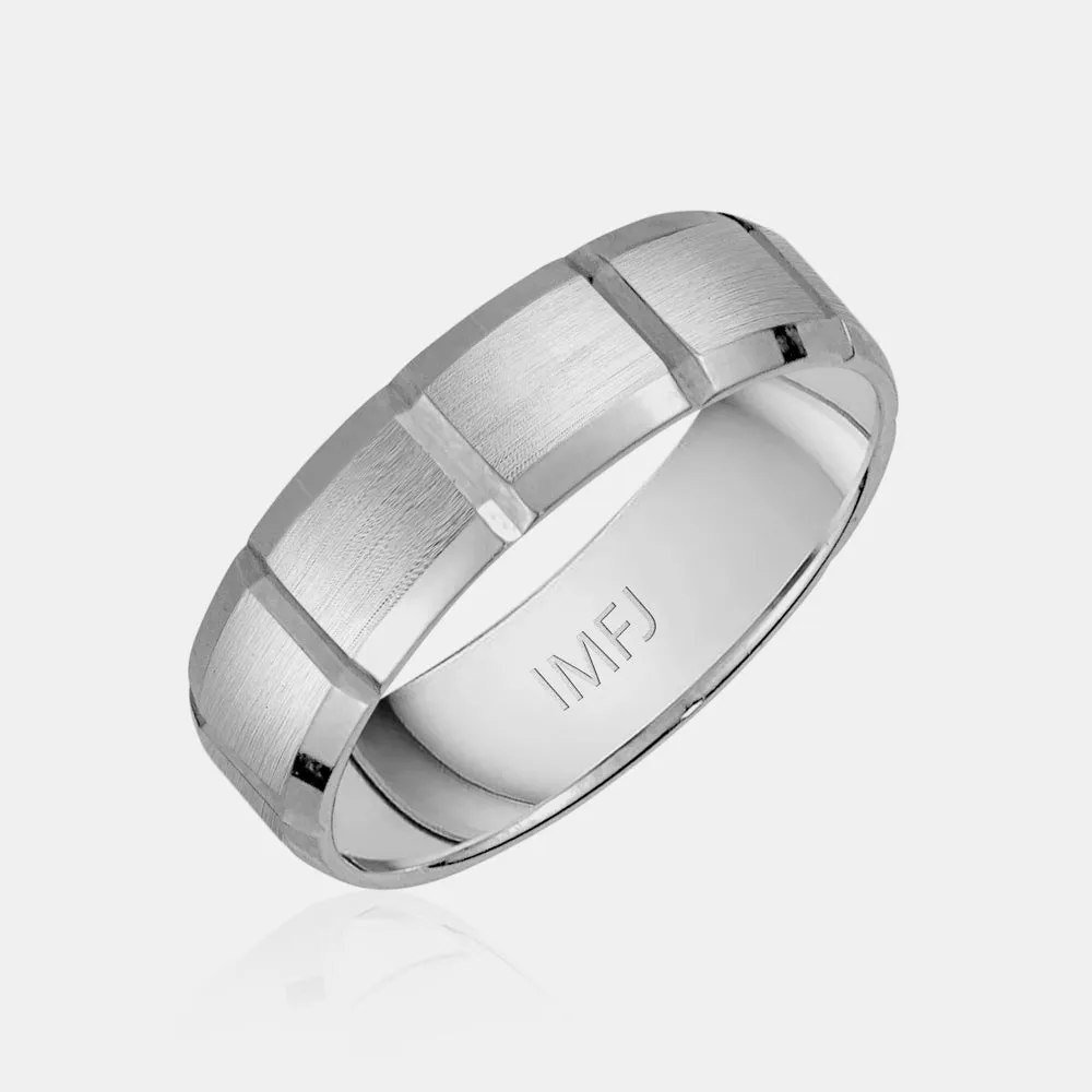 10K Brushed Flat Beveled Wedding Band