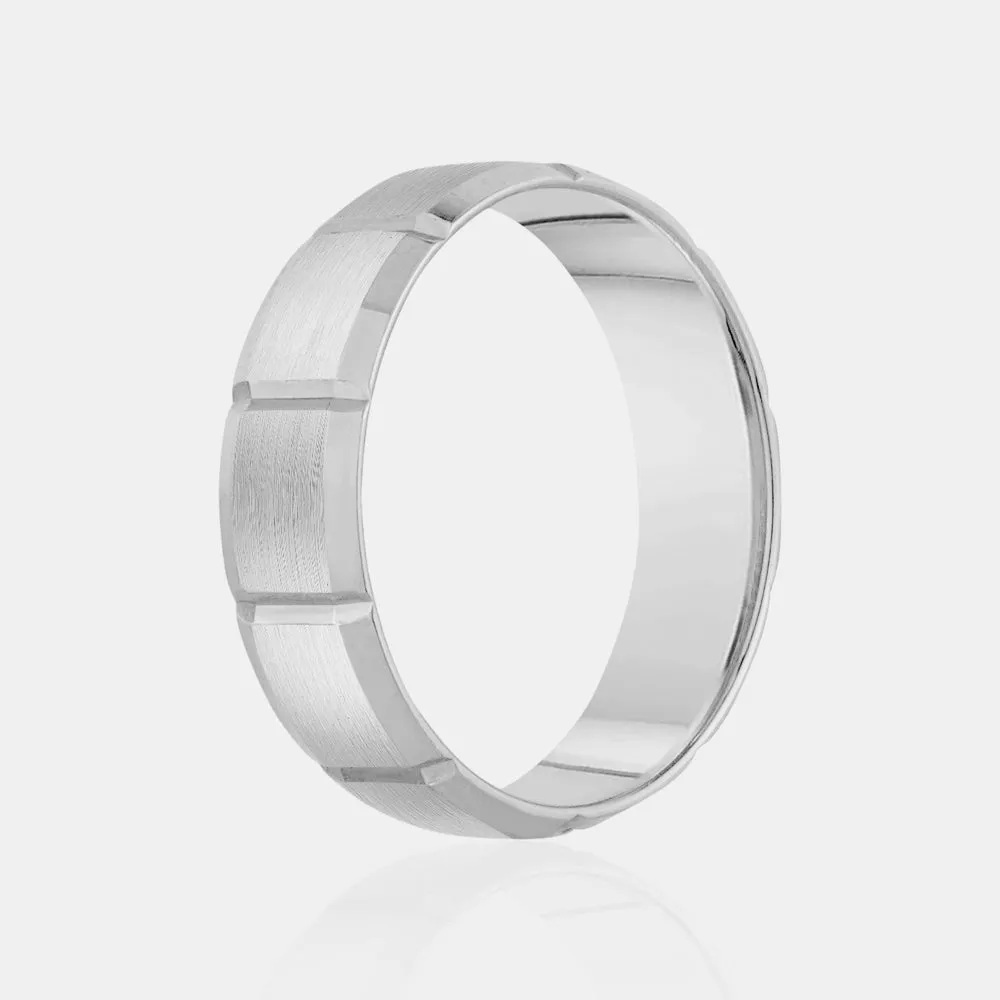 10K Brushed Flat Beveled Wedding Band