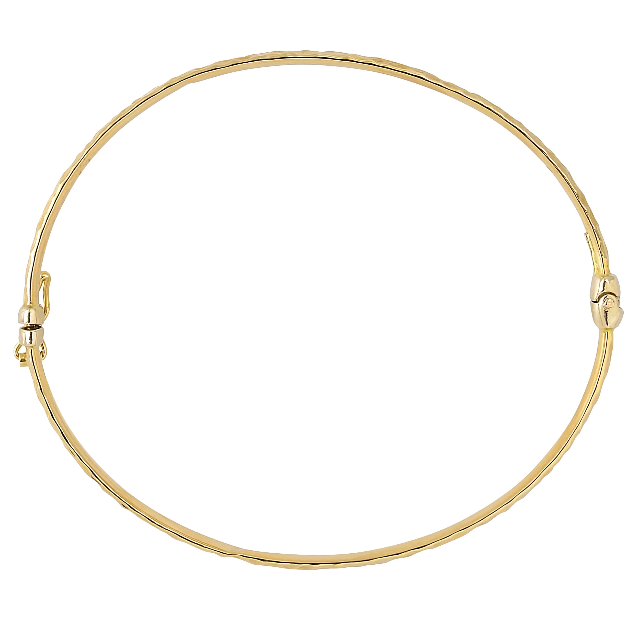 10k Yellow Gold Hammered Women's Bangle Bracelet, 7.5