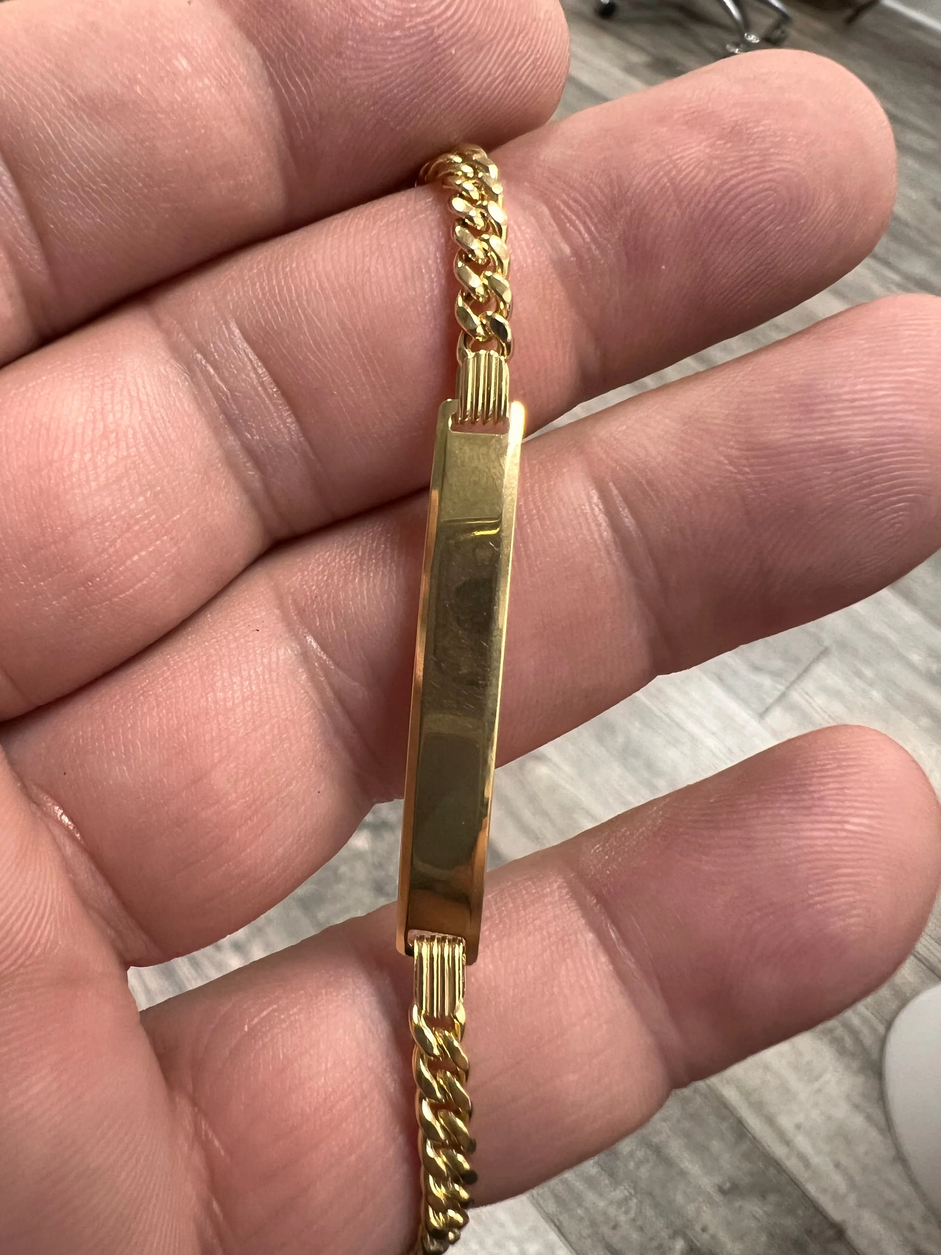 10K Yellow gold women miami cuban link ID bracelet FREE ENGRAVING-227192