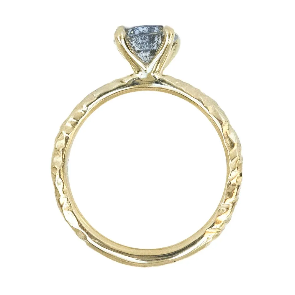 1.23ct Round Salt And Pepper Diamond Evergreen Solitaire in 14k Yellow Gold