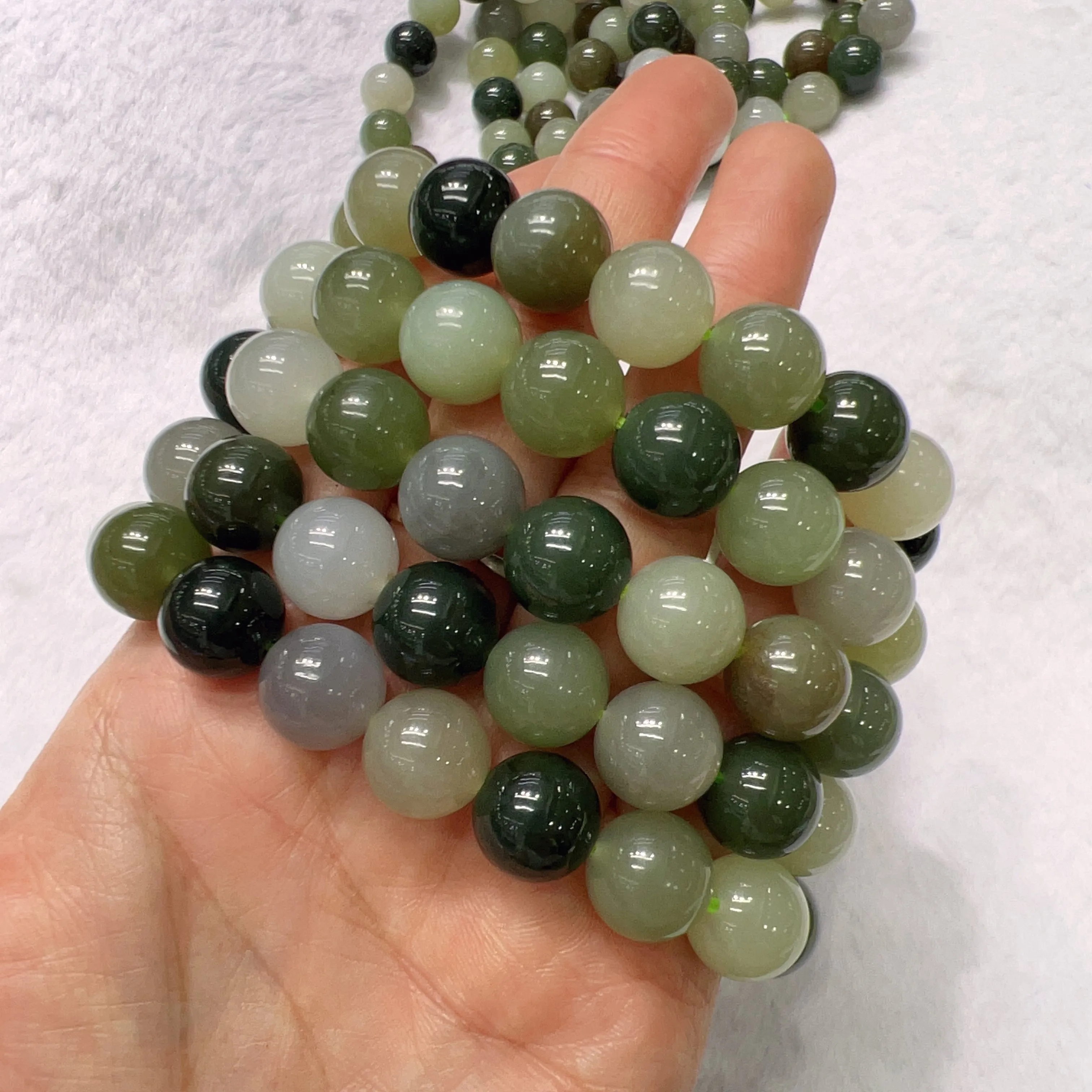 12mm Natural Assorted Nephrite Bracelets for Resell or DIY Jewelry Projects