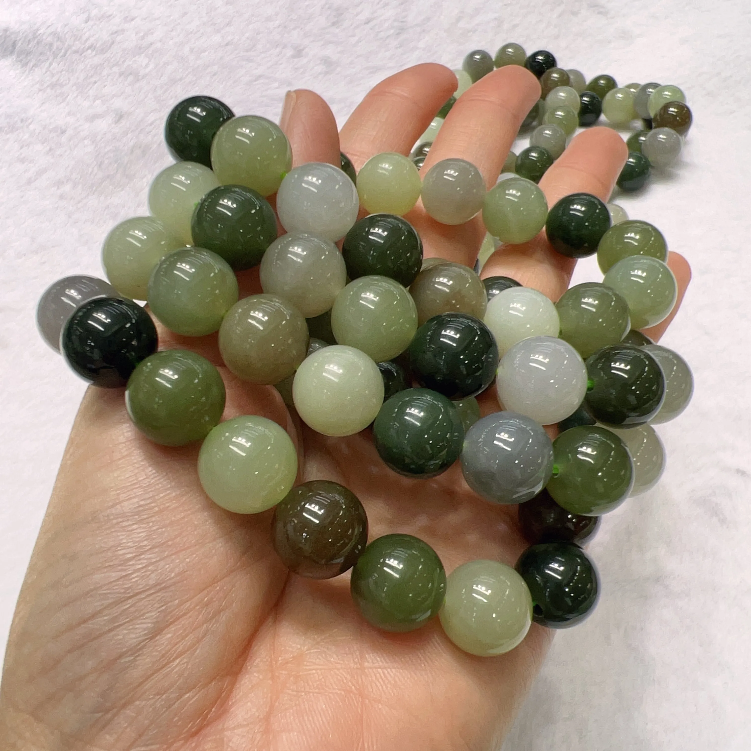 12mm Natural Assorted Nephrite Bracelets for Resell or DIY Jewelry Projects