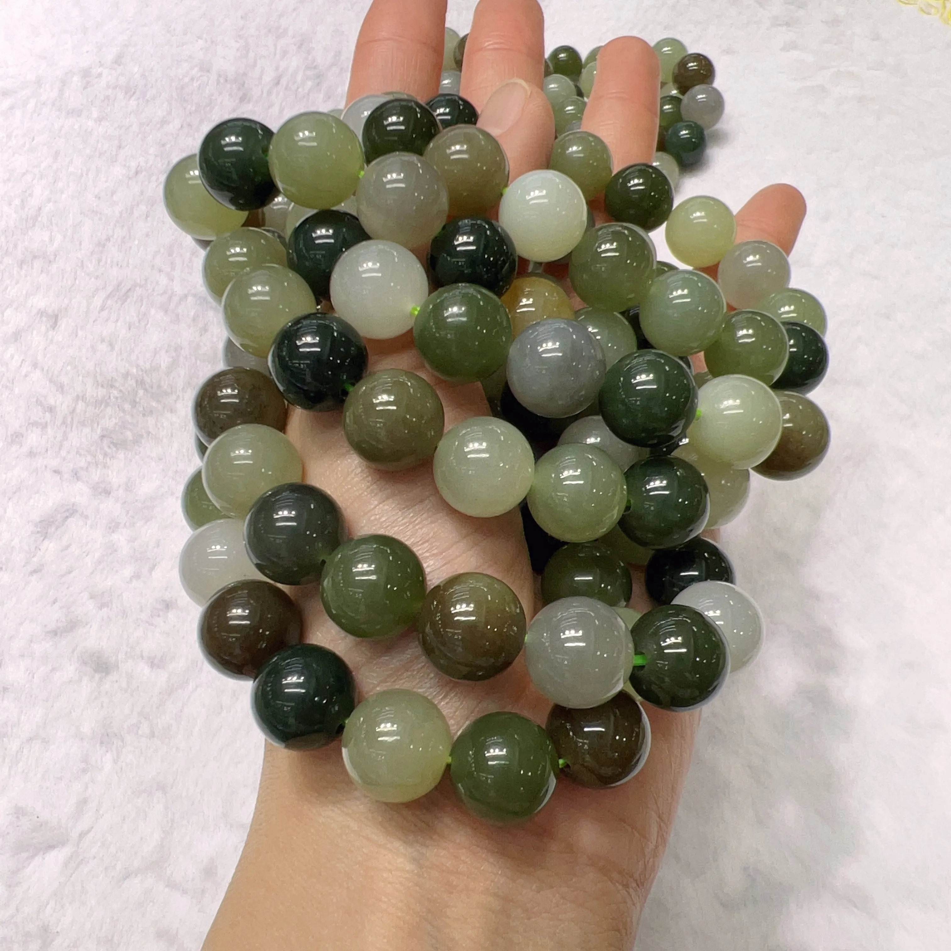 12mm Natural Assorted Nephrite Bracelets for Resell or DIY Jewelry Projects