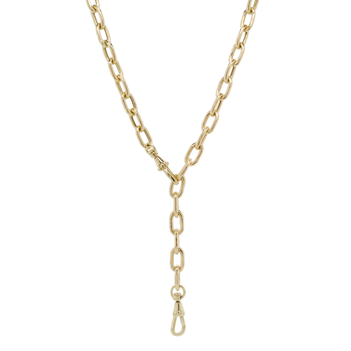 14k Extra Large Square Oval Link Chain Necklace with Swivel Clasps