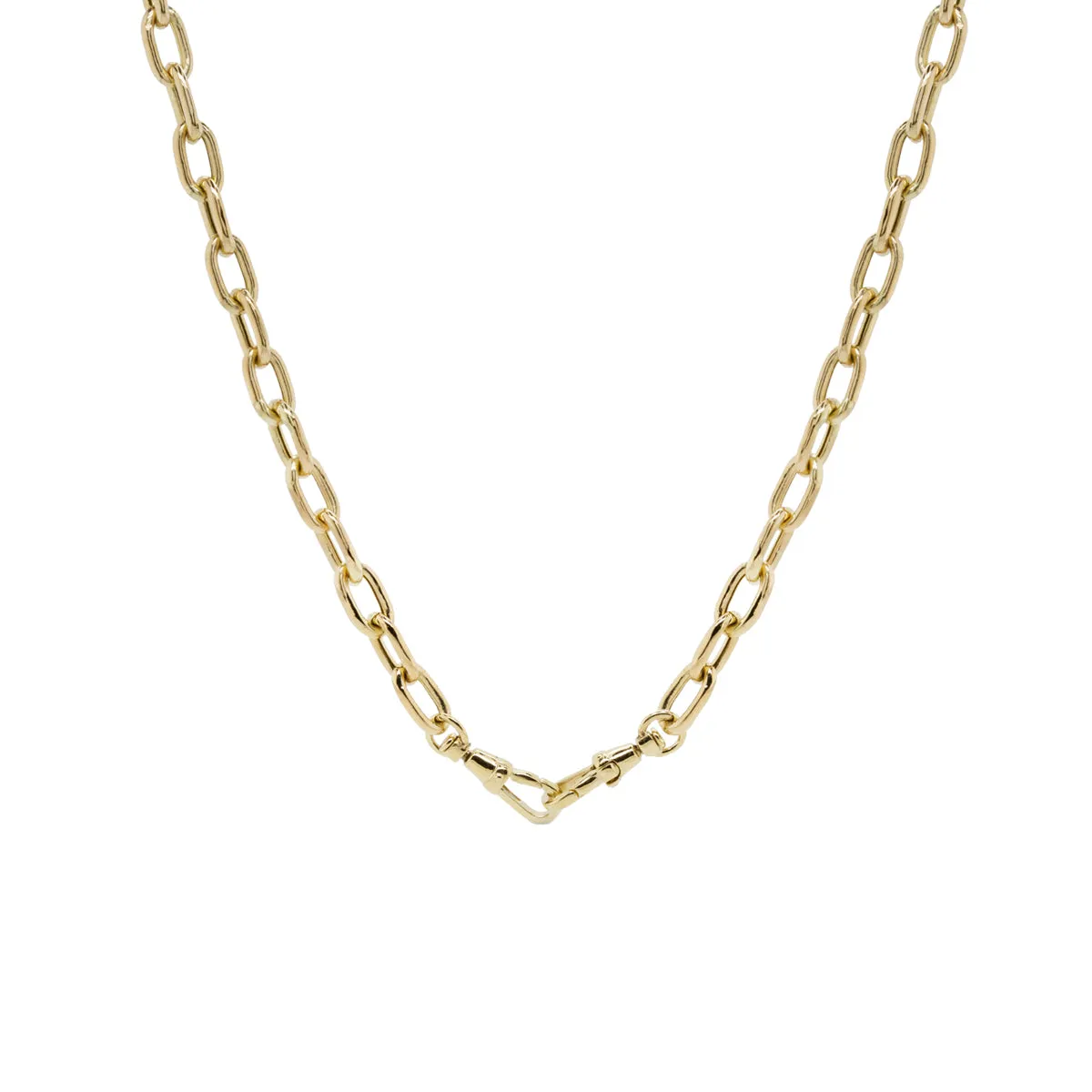 14k Extra Large Square Oval Link Chain Necklace with Swivel Clasps