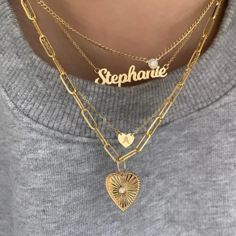 14K Gold Engravable Mini Heart Necklace