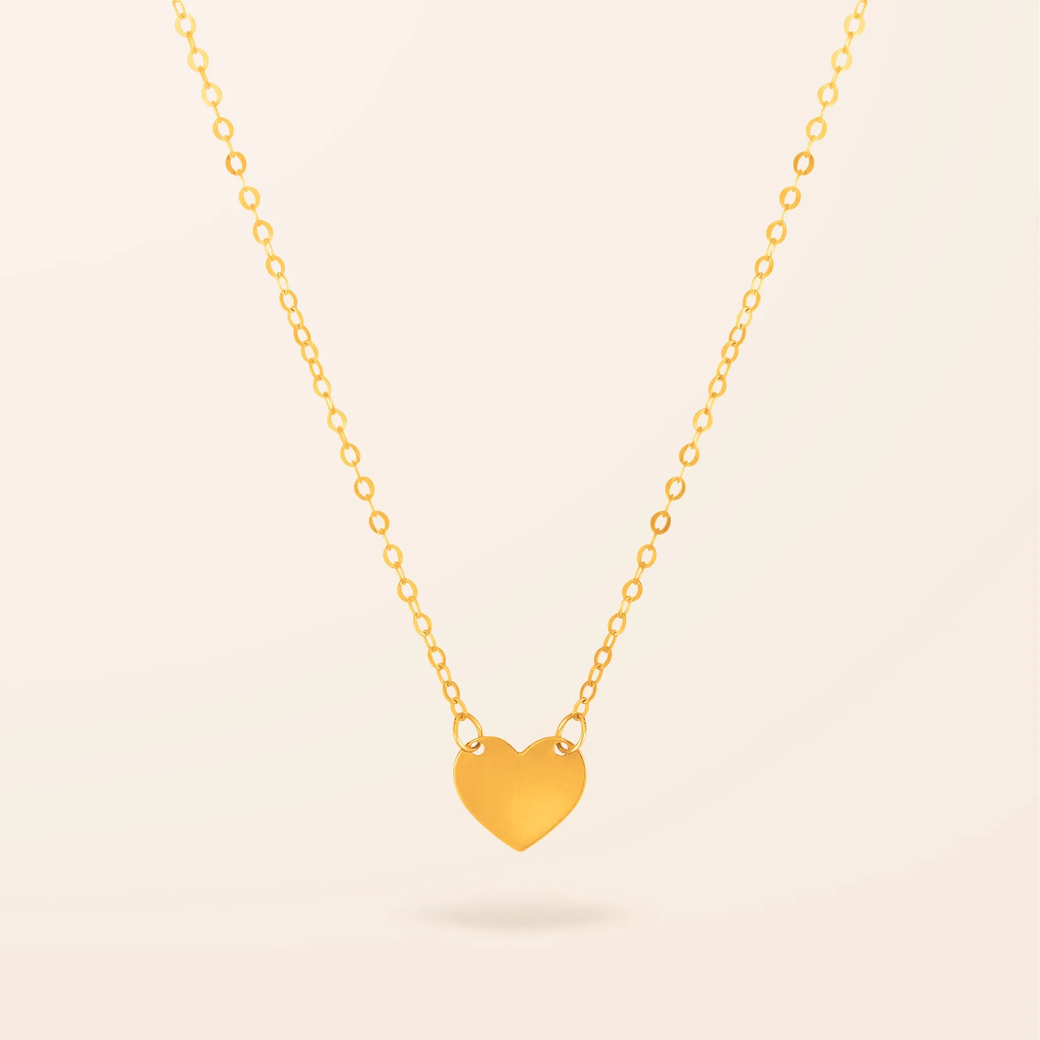 14K Gold Engravable Mini Heart Necklace