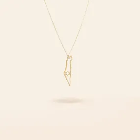 14K Gold Map of Israel Necklace