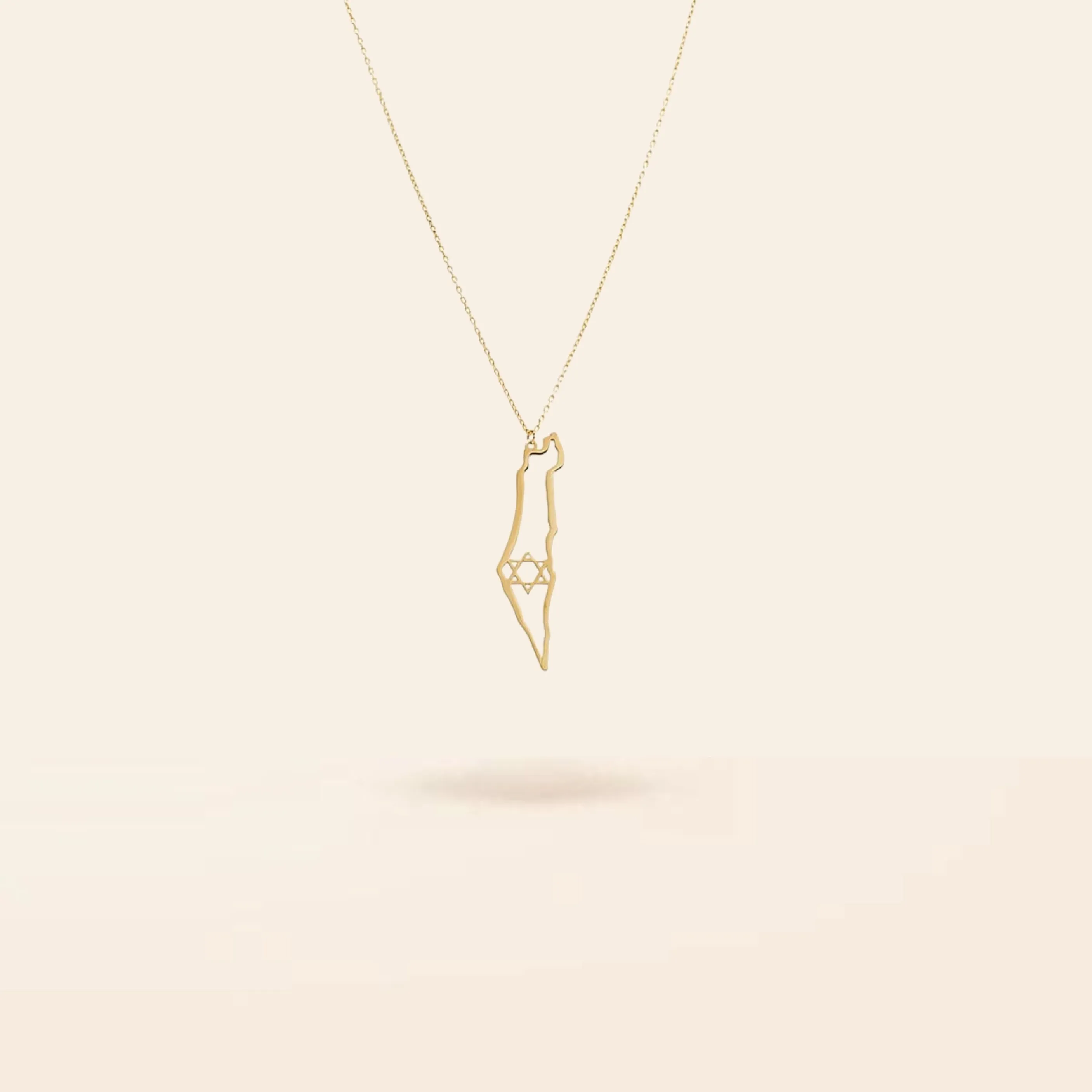 14K Gold Map of Israel Necklace