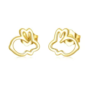 14K Gold Rabbit Stud Earrings for Women, Real Yellow Gold Tiny Small Rabbit Earring Stud, Easter Stud Earrings for Girls Ladies Mom Sisters