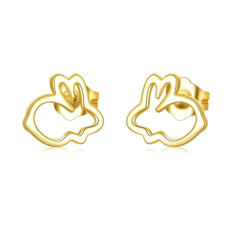 14K Gold Rabbit Stud Earrings for Women, Real Yellow Gold Tiny Small Rabbit Earring Stud, Easter Stud Earrings for Girls Ladies Mom Sisters