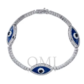 14K GOLD ROUND DIAMONDS EVIL EYE TENNIS BRACELET 2.50 CT