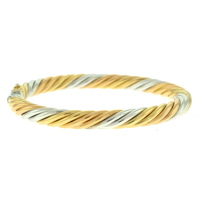 14K Gold Spiral Twist Bangle Bracelet