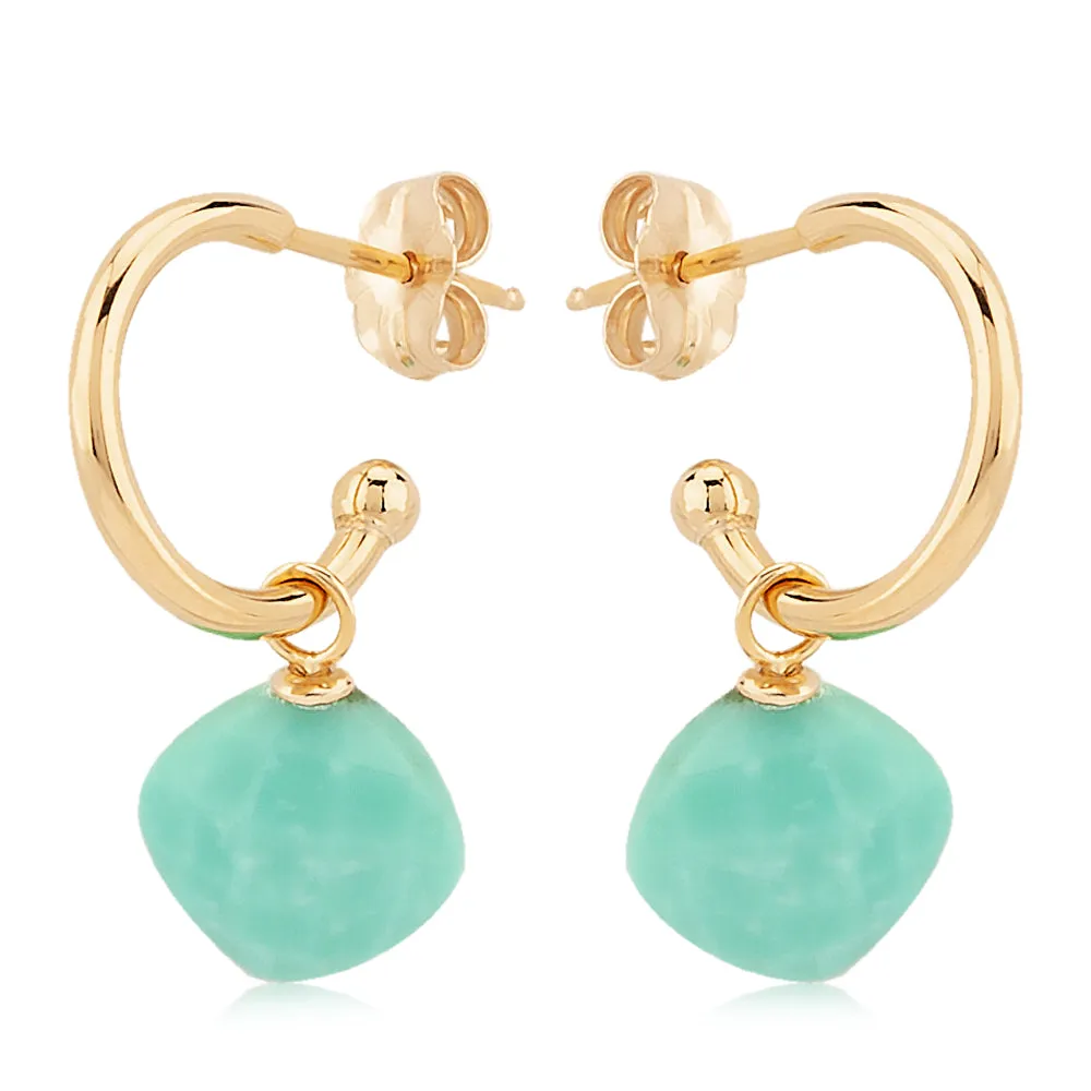 14k Gold Turquoise Drop Earrings