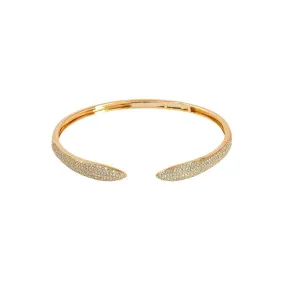 14K Rose Gold Diamond Bangle W/ VS Diamonds & Serpentine Open Cuff