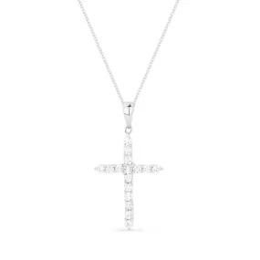 14K White Gold Diamond Cross Pendant