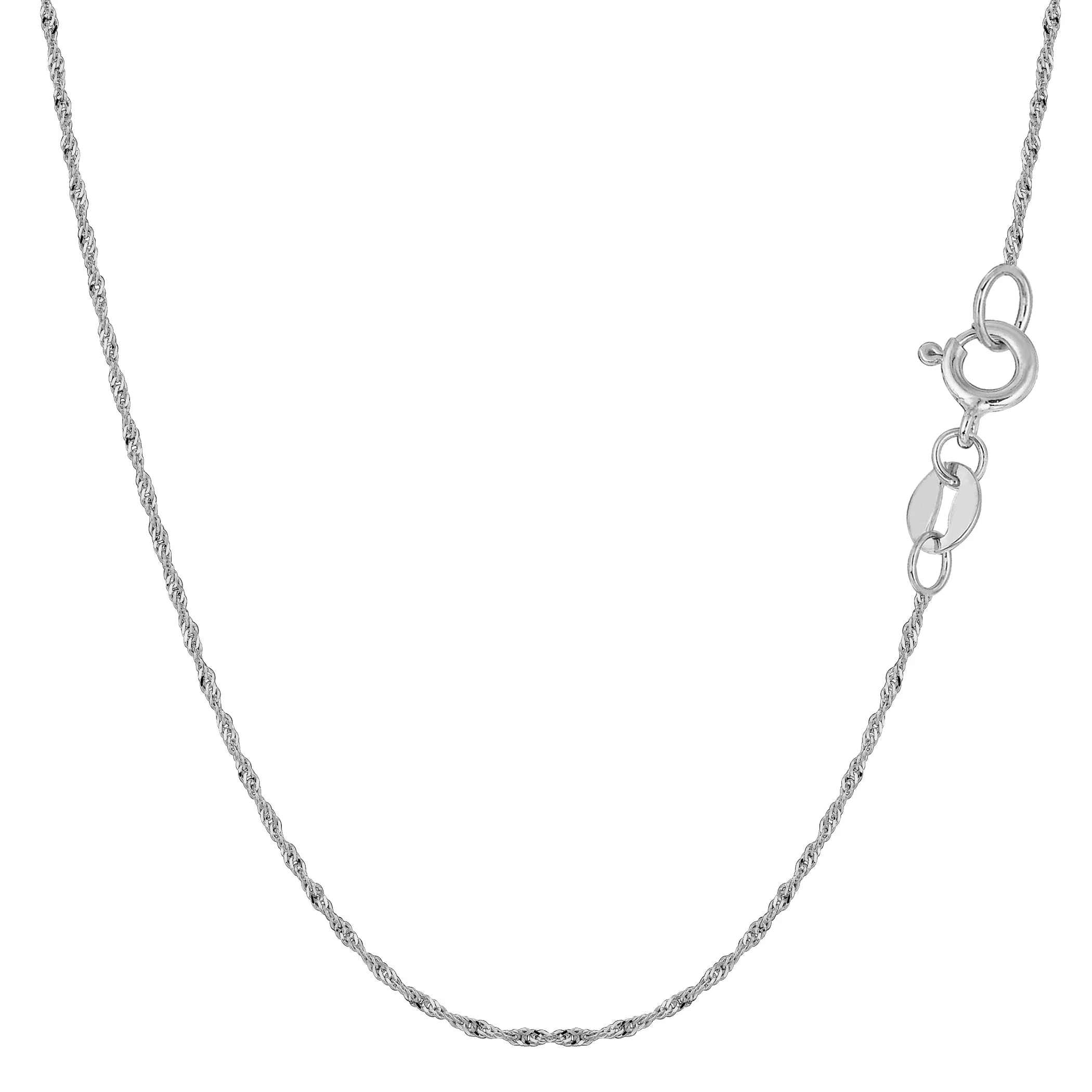 14k White Gold Singapore Chain Necklace, 1.0mm