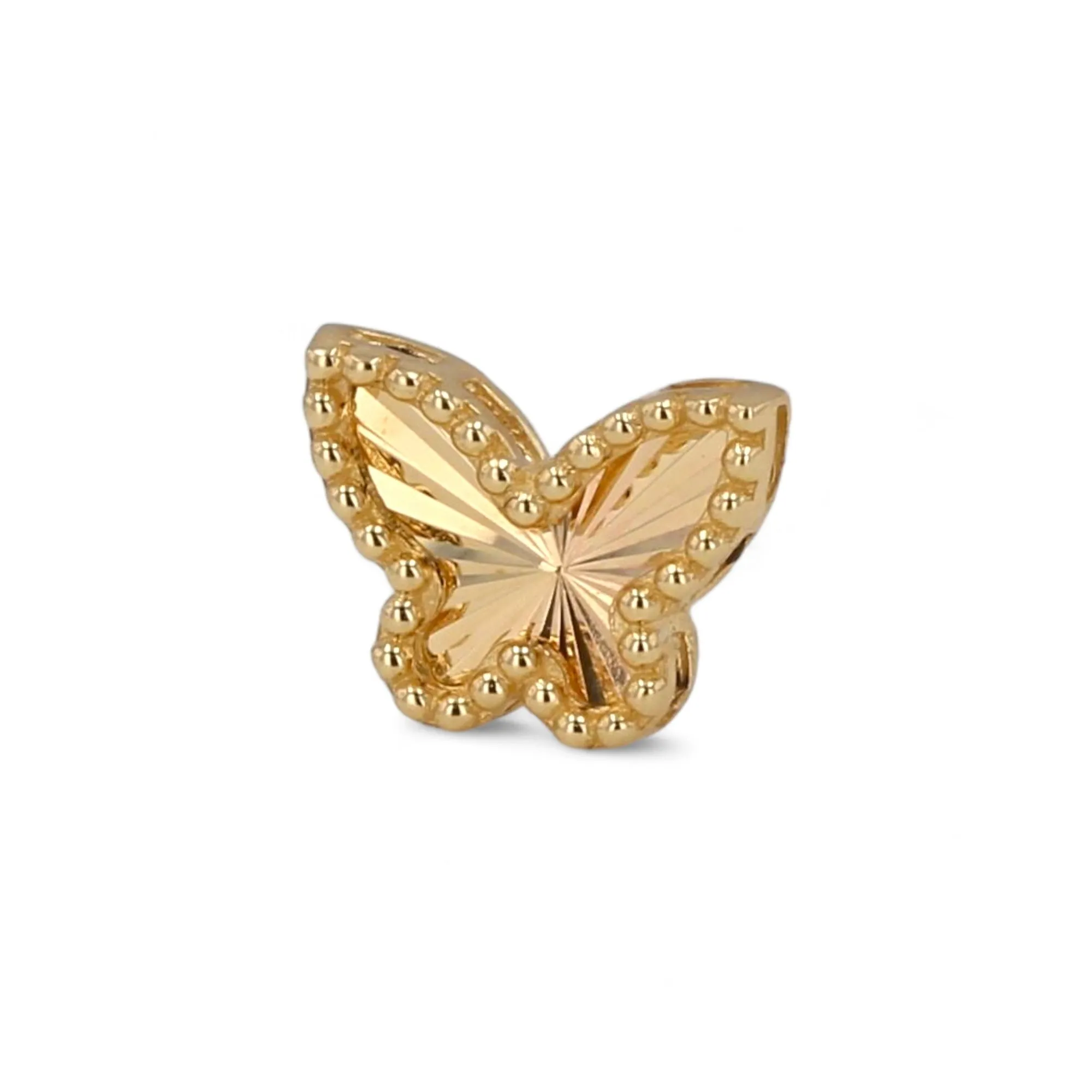 14K Yellow gold diamond cut studs butterfly earrings-4303829