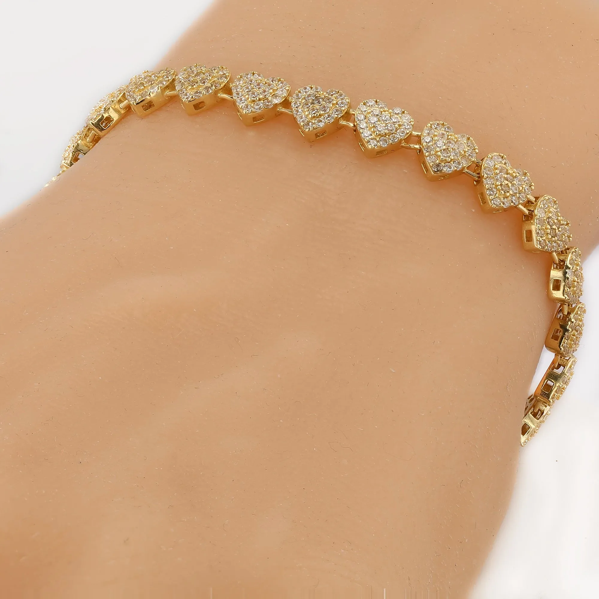 14K Yellow Gold Heart Bracelet with CZ - 226469