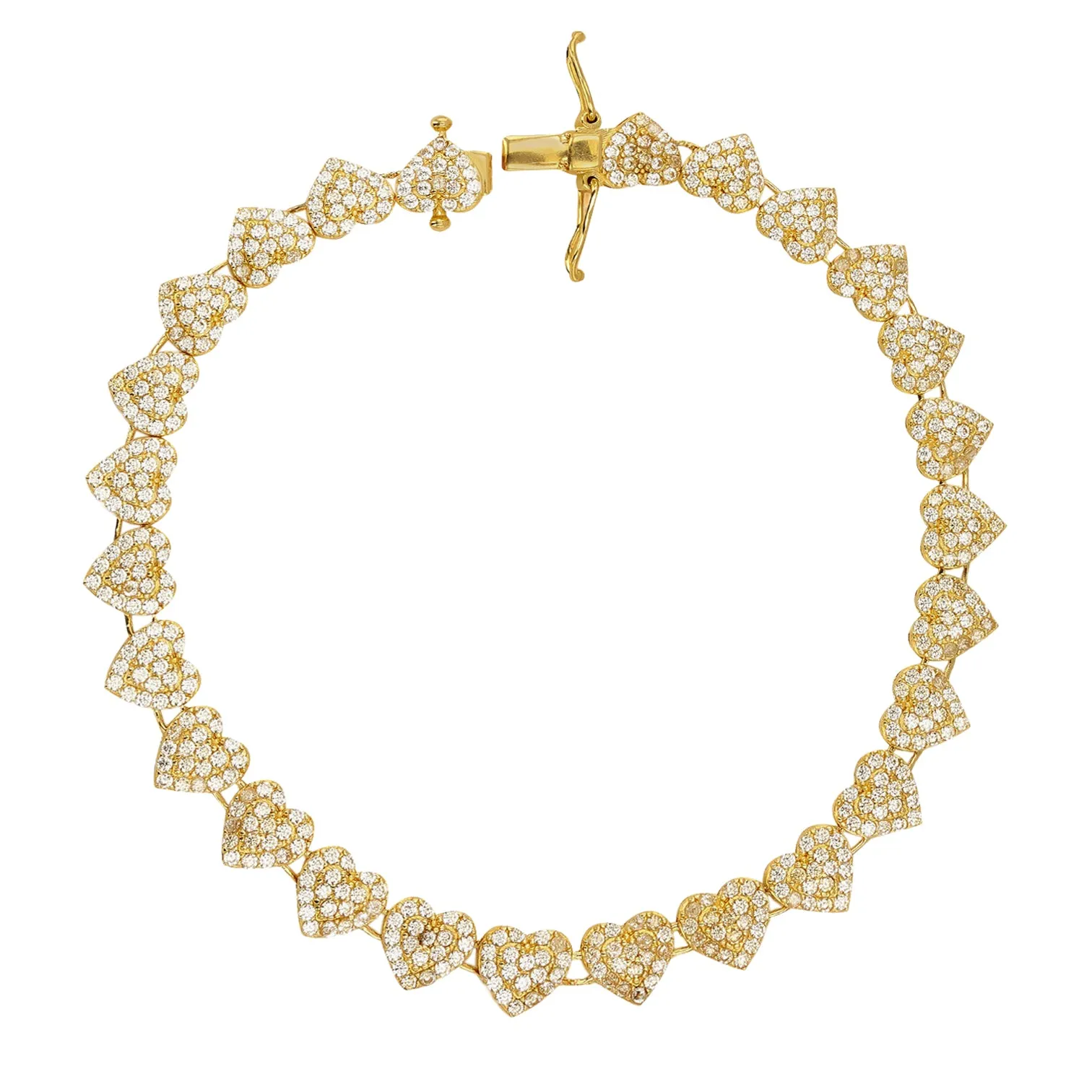 14K Yellow Gold Heart Bracelet with CZ - 226469