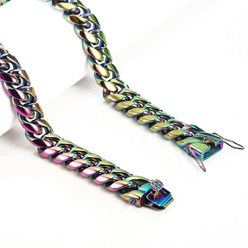 14mm Rainbow Cuban Link Chain