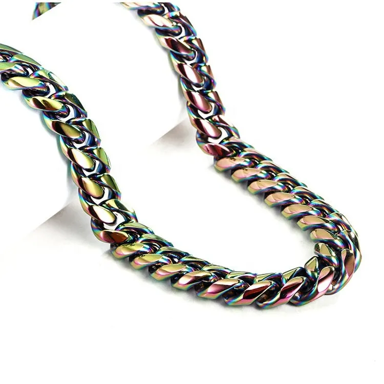 14mm Rainbow Cuban Link Chain