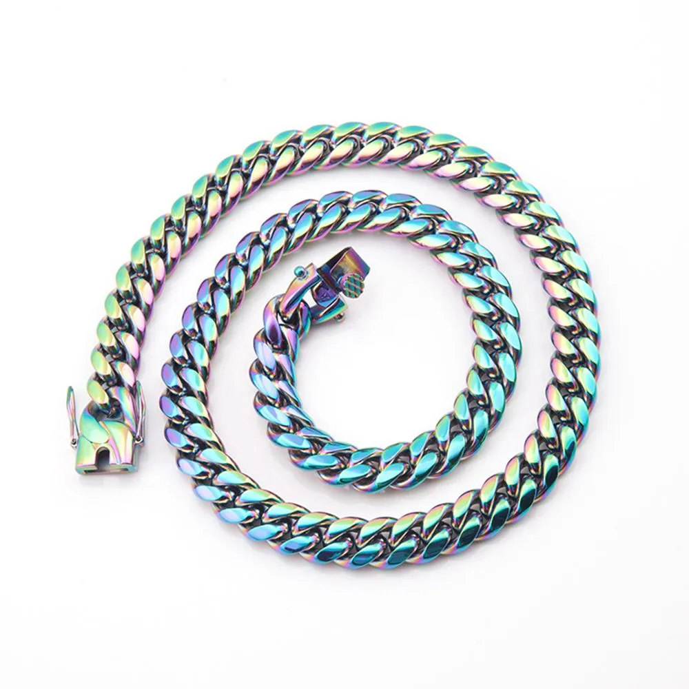 14mm Rainbow Cuban Link Chain