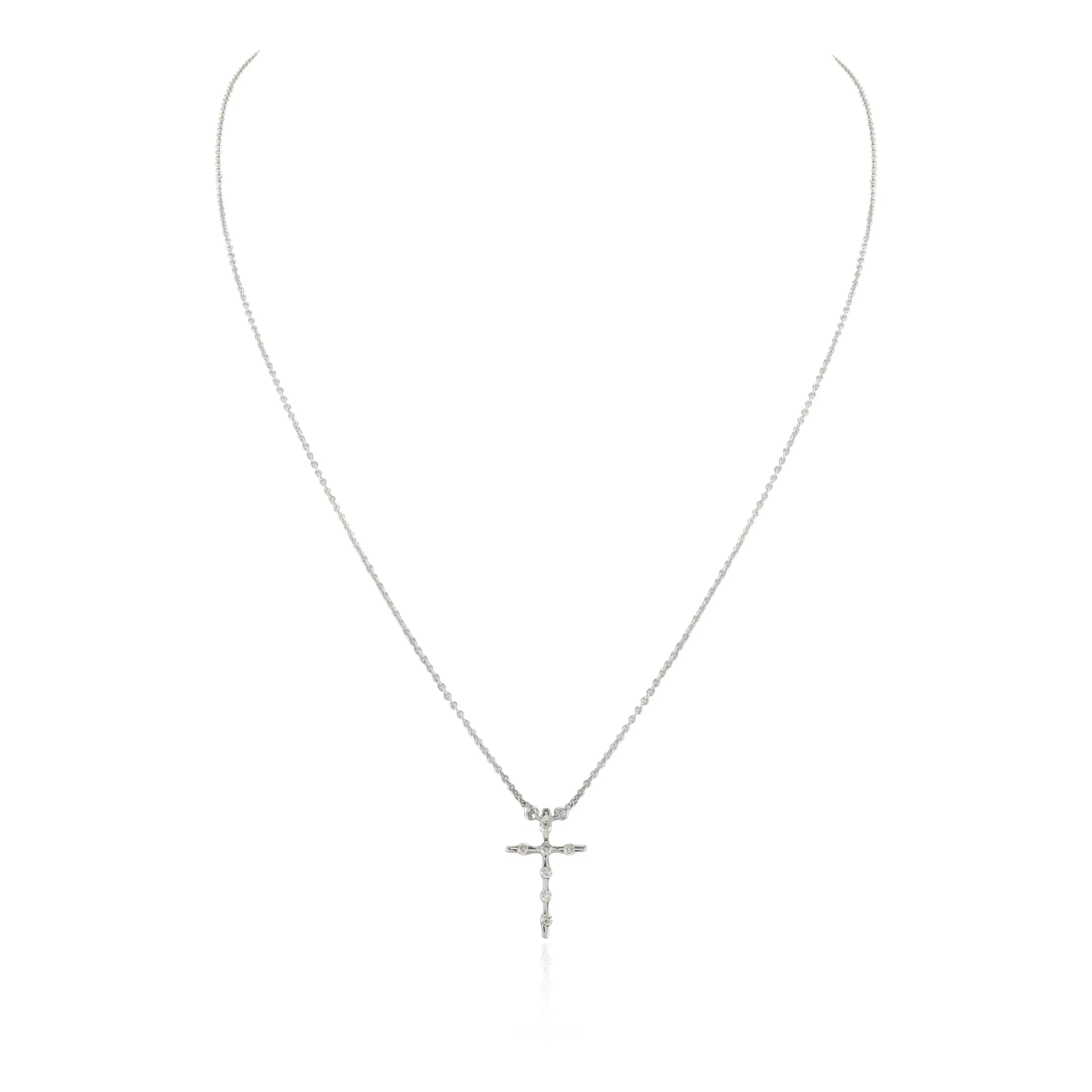 18K Gold Diamond Cross Pendant Necklace