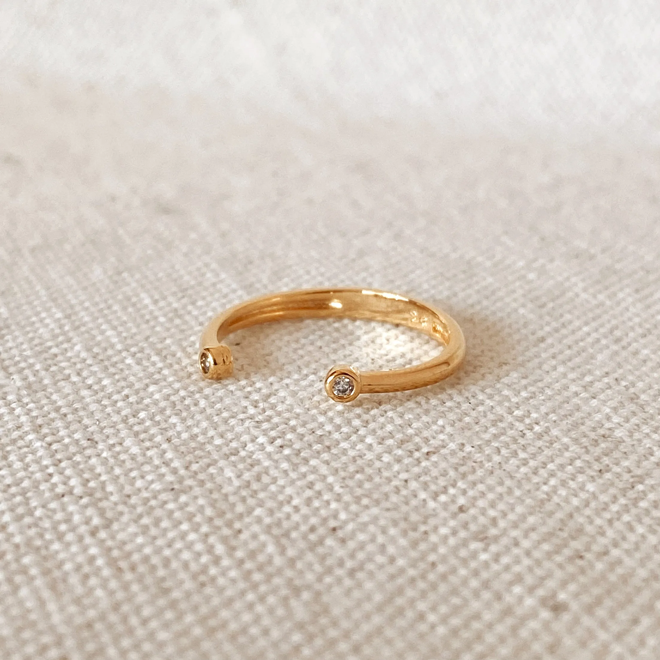 18k Gold Filled Dainty Open Ring with Micro Bezel Zirconia