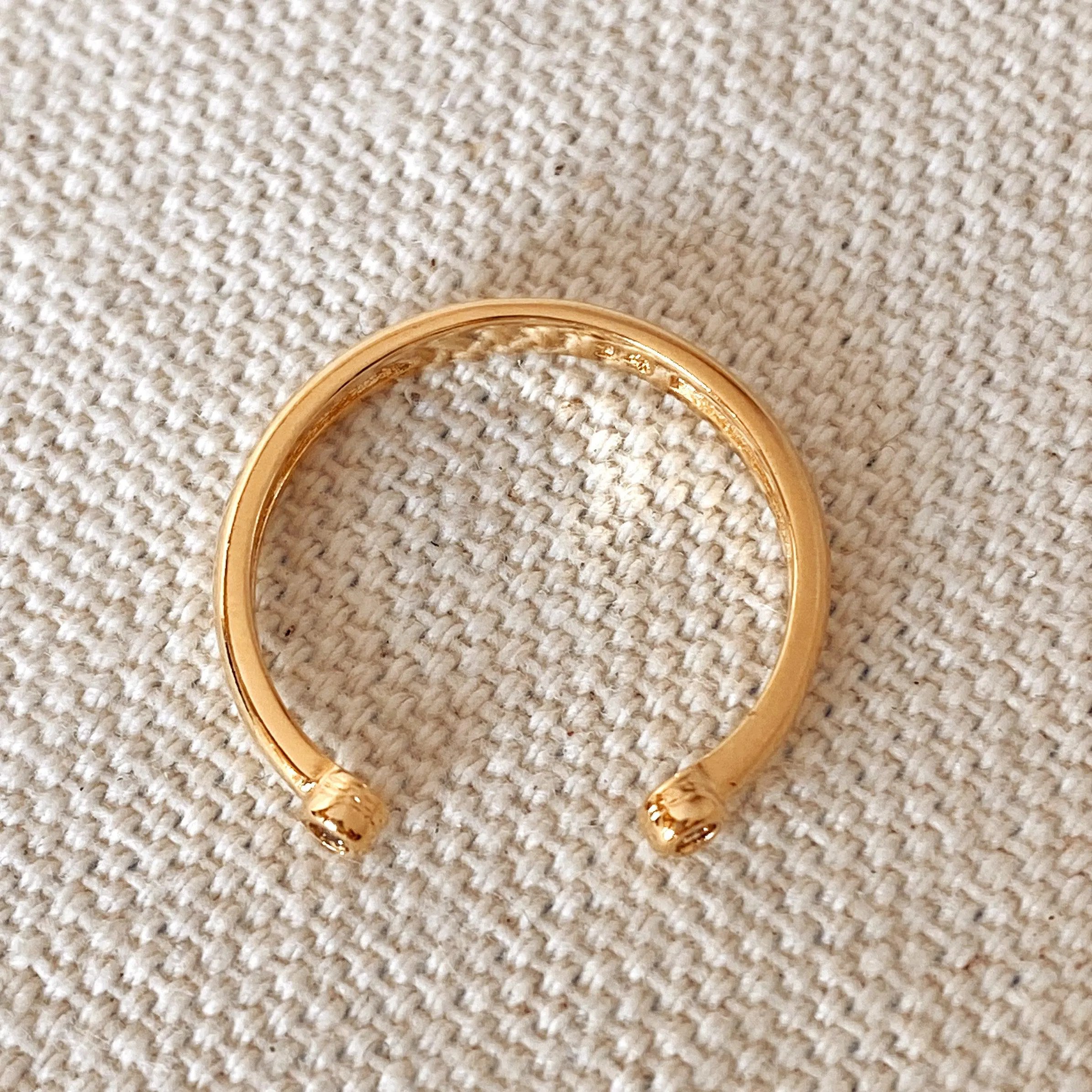 18k Gold Filled Dainty Open Ring with Micro Bezel Zirconia