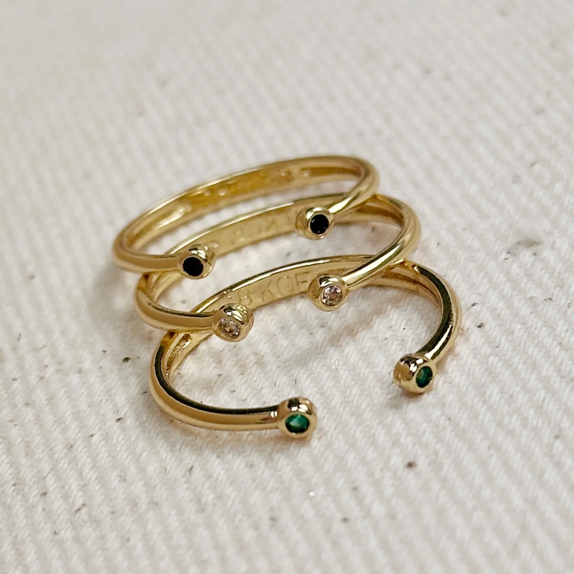 18k Gold Filled Dainty Open Ring with Micro Bezel Zirconia