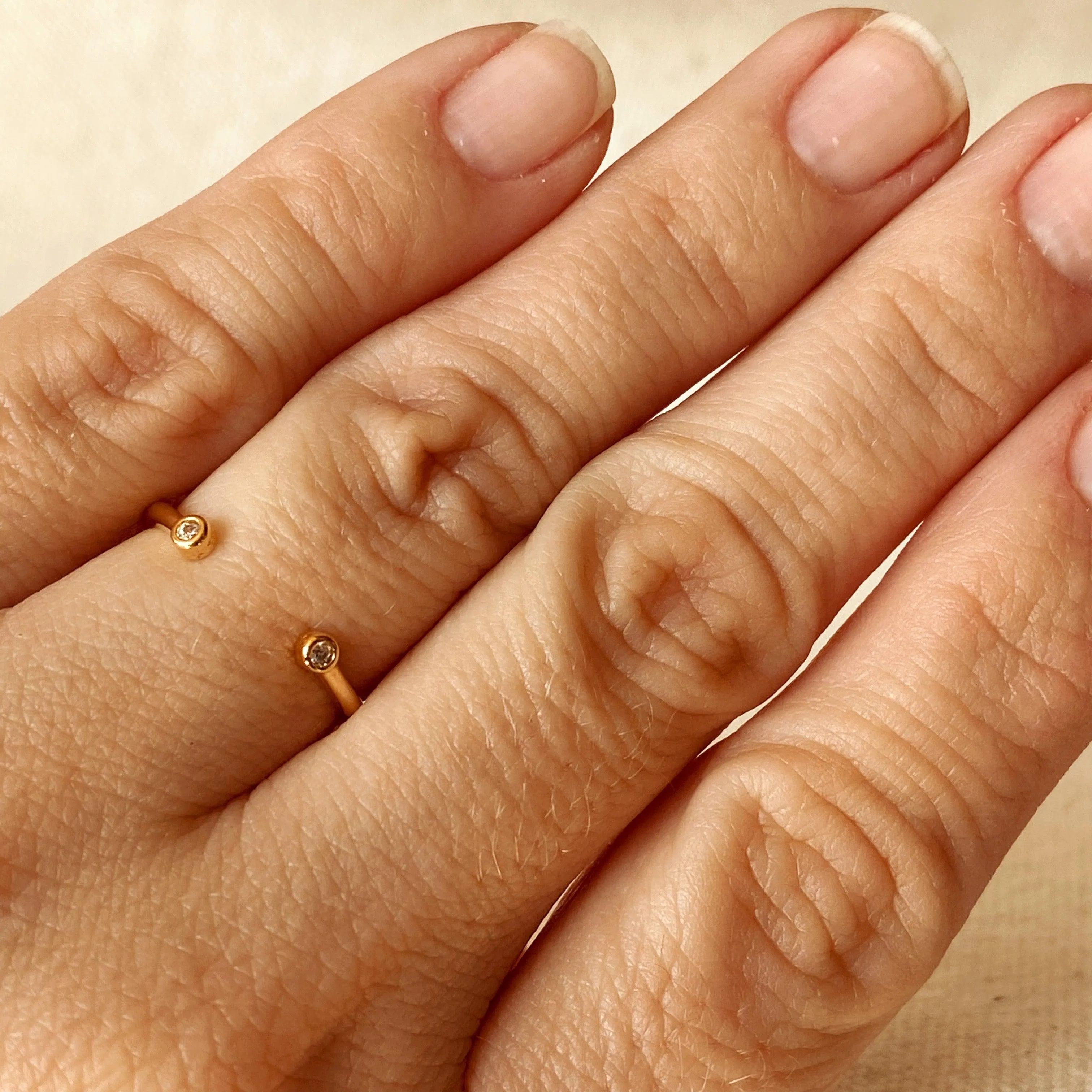 18k Gold Filled Dainty Open Ring with Micro Bezel Zirconia