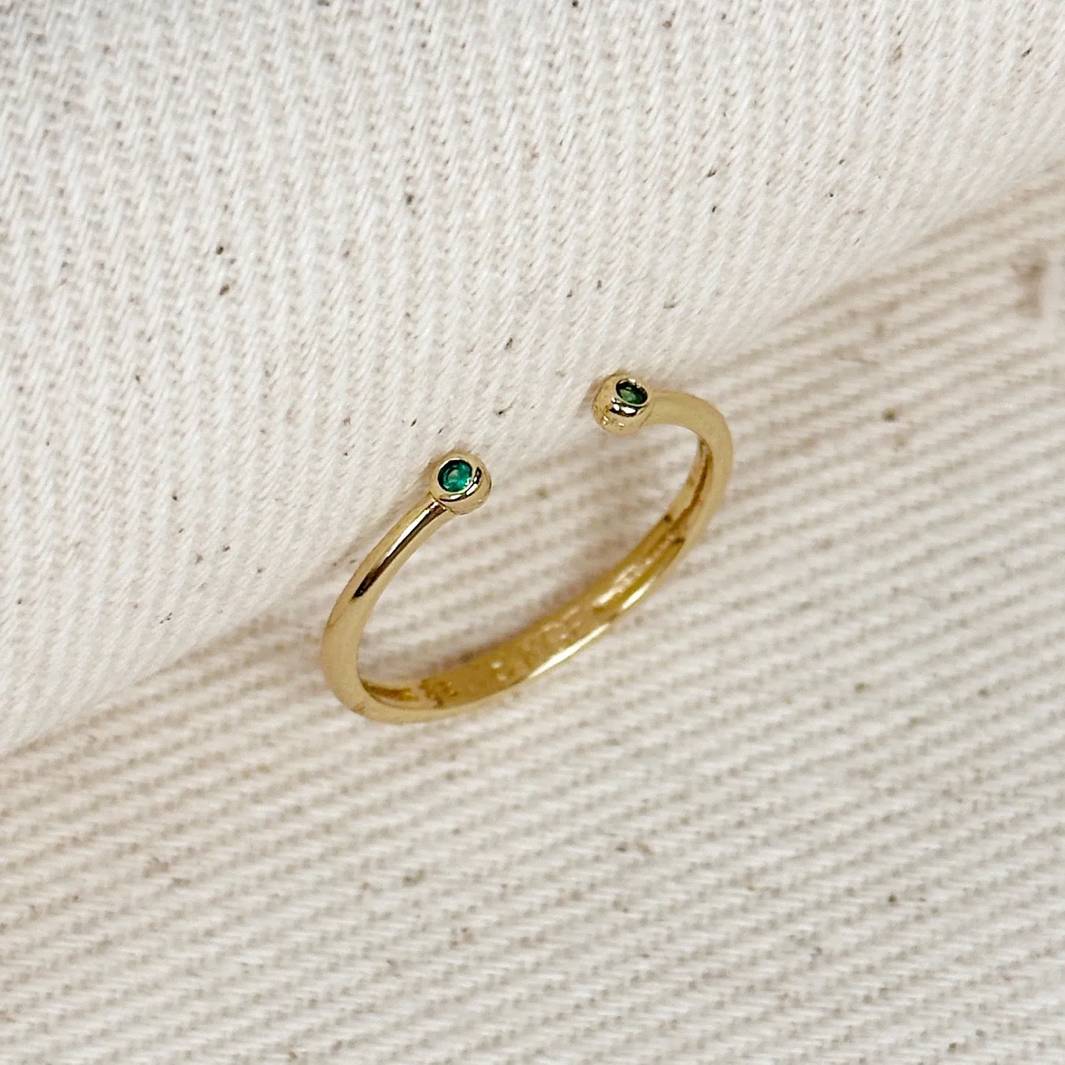 18k Gold Filled Dainty Open Ring with Micro Bezel Zirconia