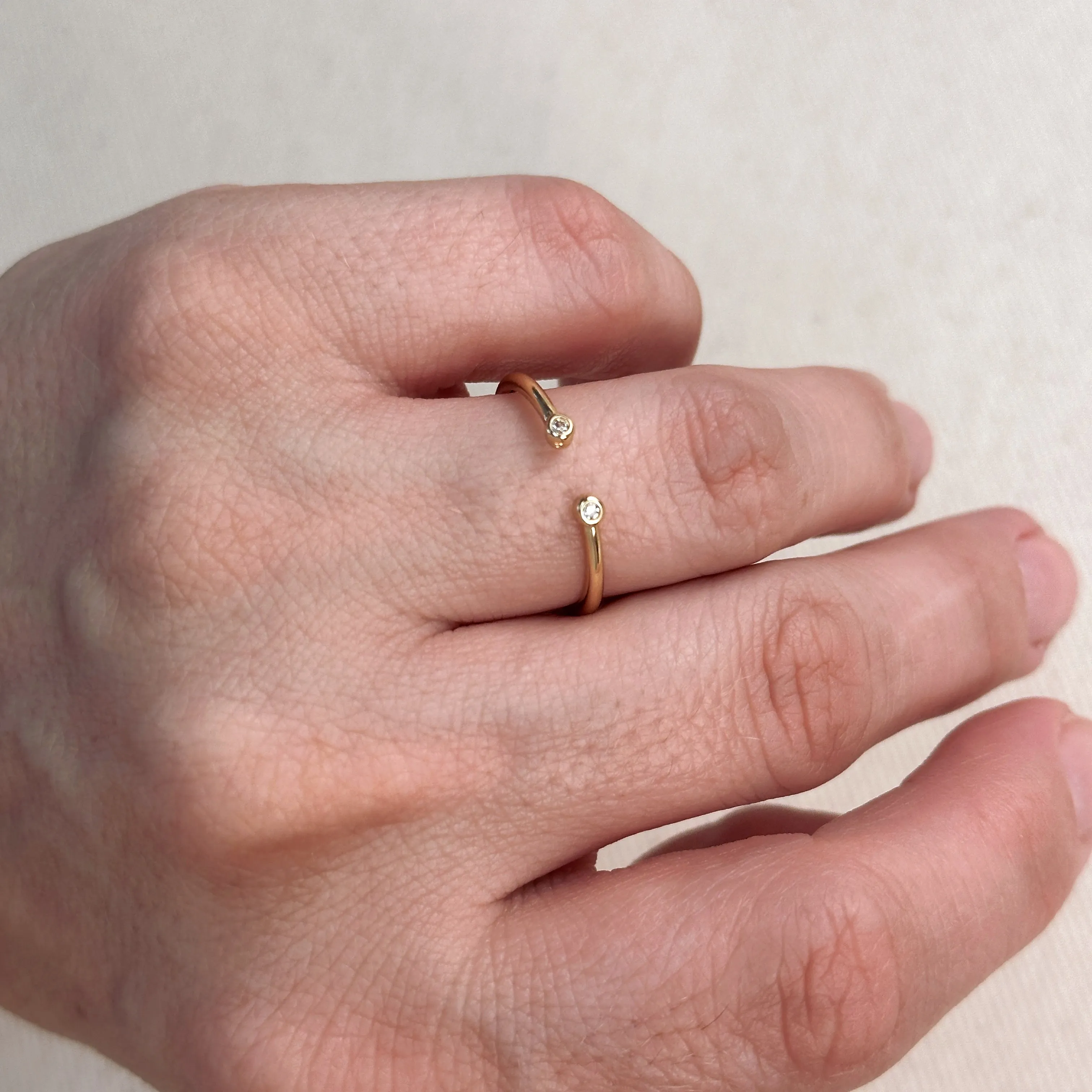 18k Gold Filled Dainty Open Ring with Micro Bezel Zirconia