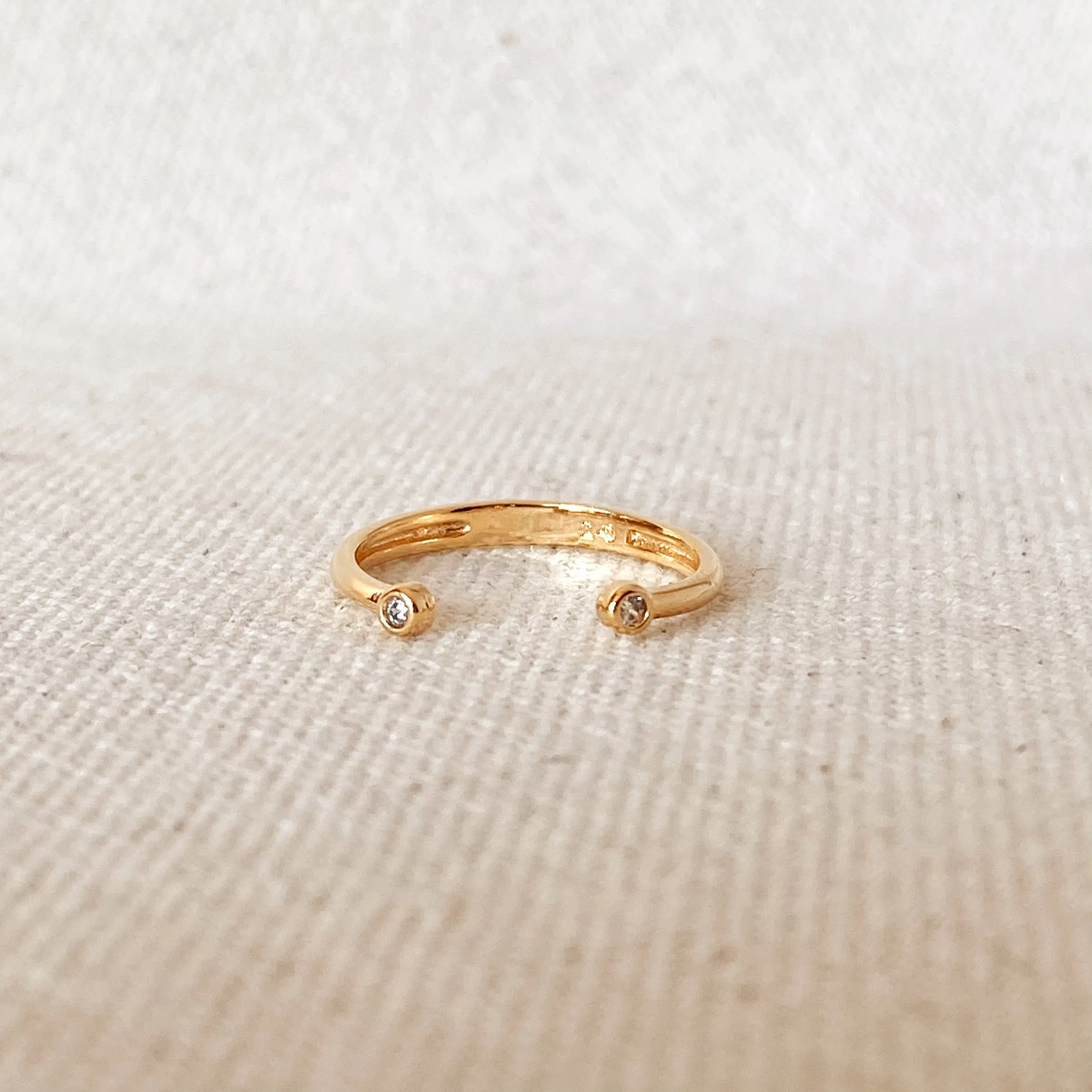 18k Gold Filled Dainty Open Ring with Micro Bezel Zirconia