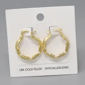 18K Gold Filled Textured Hoop Earrings