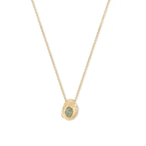 18K Oval Slider Necklace in Green Sapphire