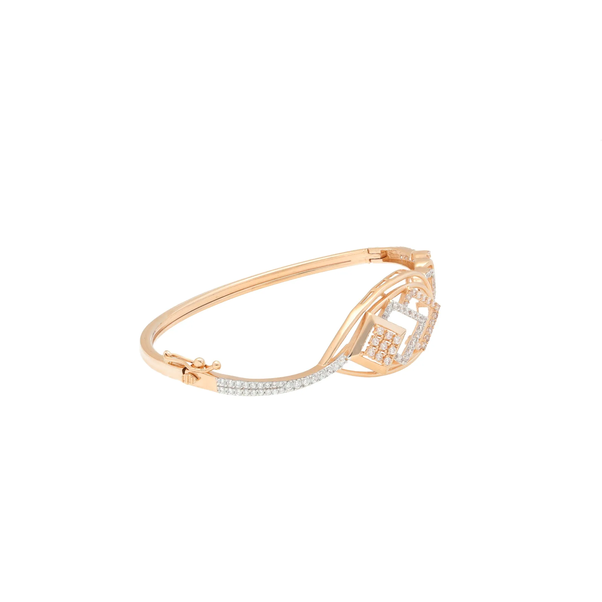 18K Rose Gold & CZ Bangle (13.2gm)