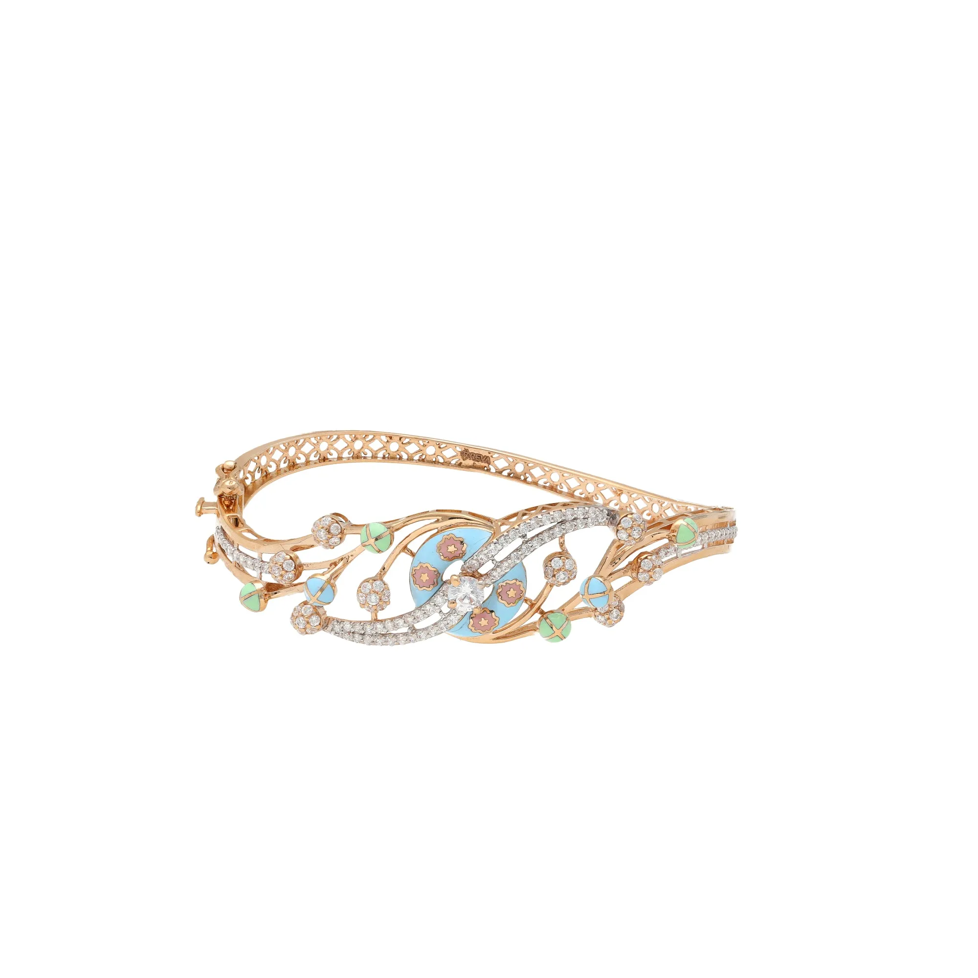 18K Rose Gold & CZ Bangle (13.7gm)