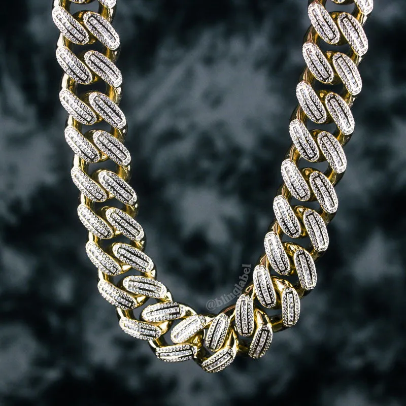 18mm Diamond Iced Cuban Link Chain in Gold