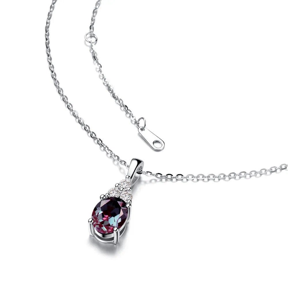 2 CT. Oval Cut Alexandrite Drop Pendant With Trio Moissanite Diamonds