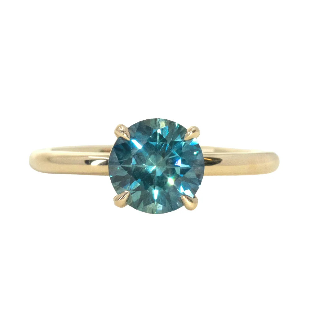 2.14ct Teal Blue Round Montana Sapphire Classic 4 Prong Solitaire in 14k Yellow Gold