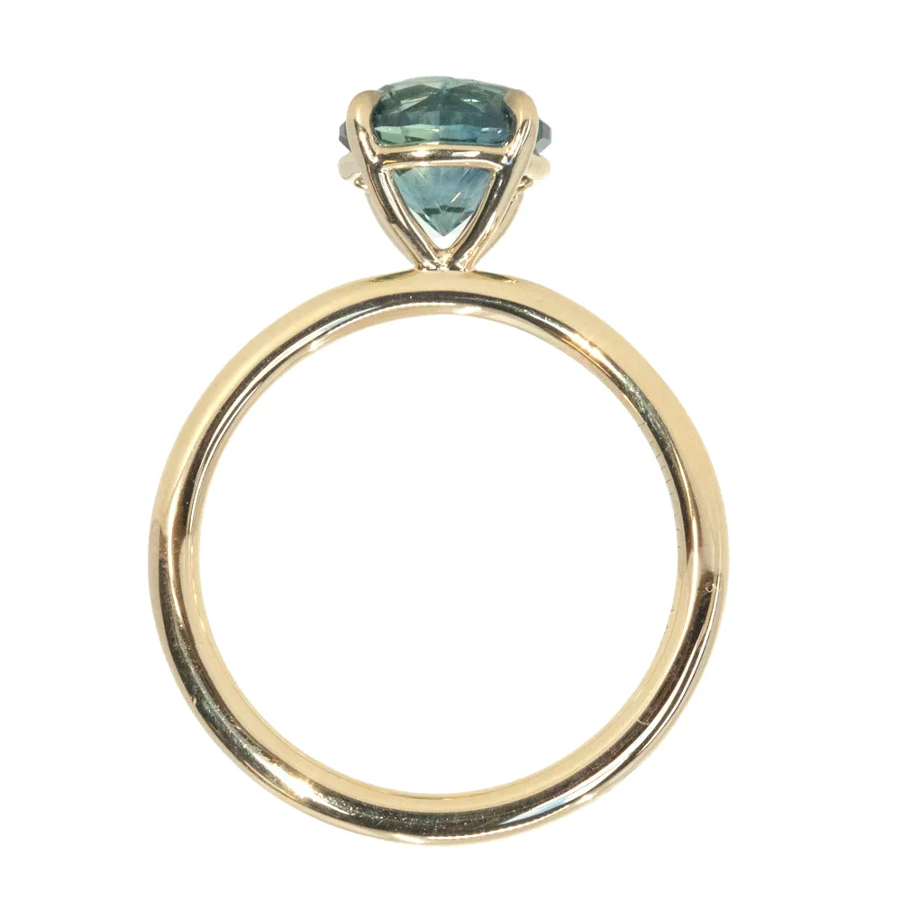 2.14ct Teal Blue Round Montana Sapphire Classic 4 Prong Solitaire in 14k Yellow Gold