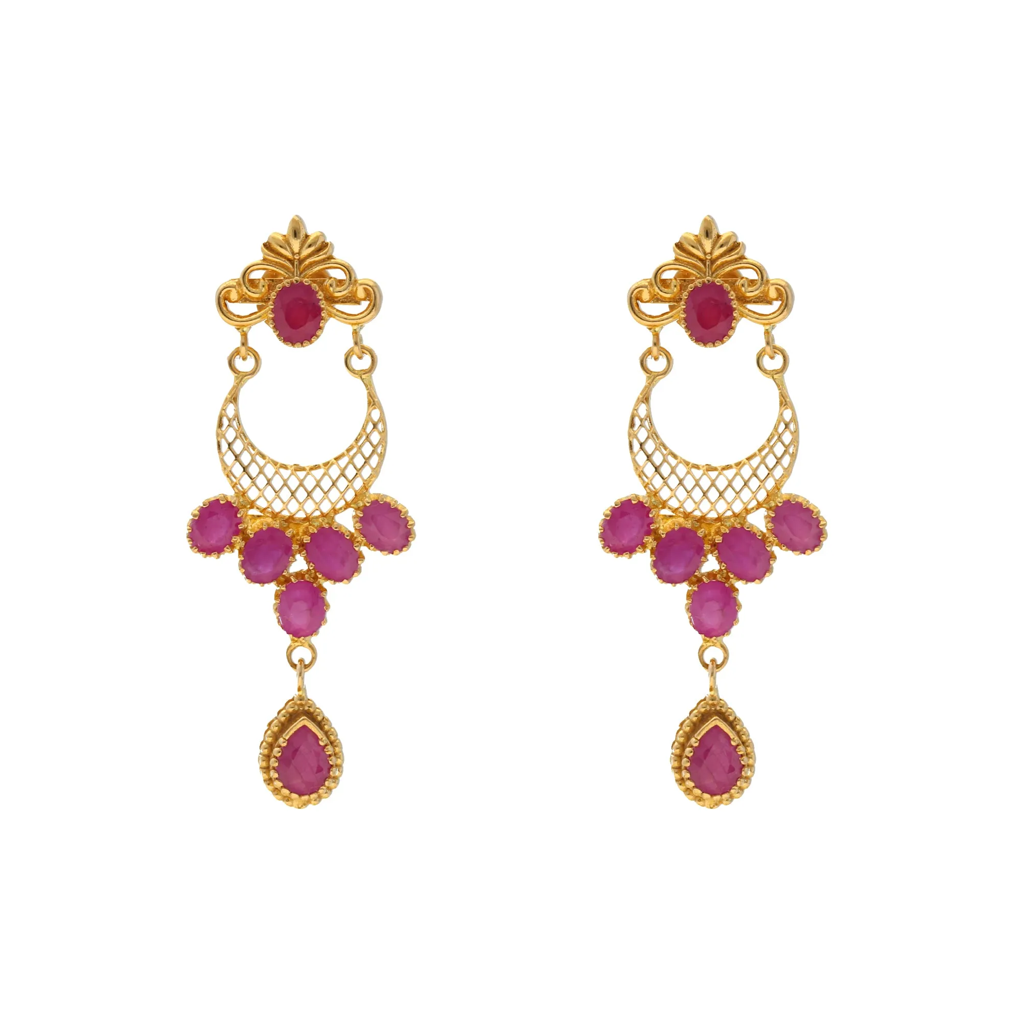 22K Yellow Gold & Ruby Pendant Set (20.5gm)